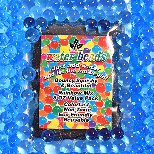 AINOLWAY Water Gel Bead Vase Fillers Beads (25000pcs) Water Pearls for Vases, Wedding Centerpiece, Water Table Activities,14years+ (Blue)